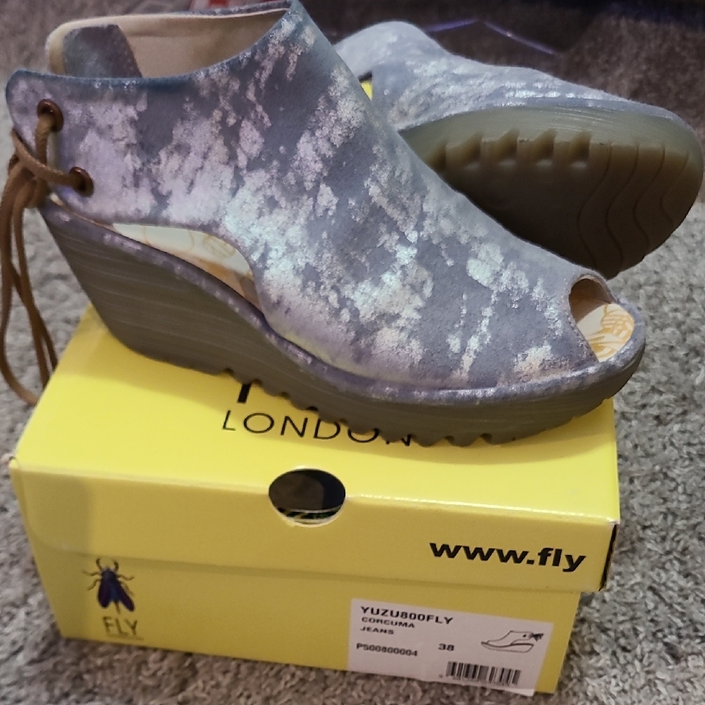 Fly London Women's Blue Wedge Sandals